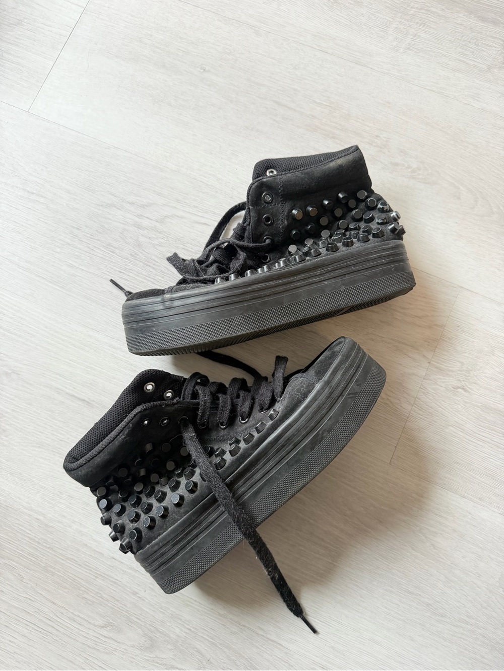 Jeffrey Campbell Black Studded Platform High-Tops